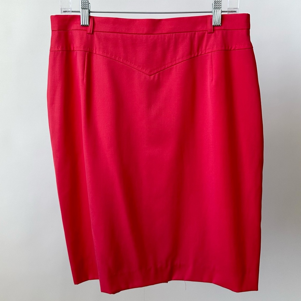 VINTAGE DESIGNER ESCADA Chic Red Suit Skirt Knee Length Luxury Wool-30" waist